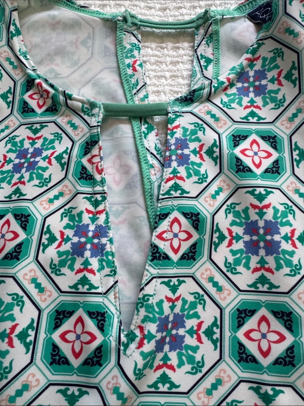 Sleeveless Teal Mosaic Midi Dress - Picture 2 of 7